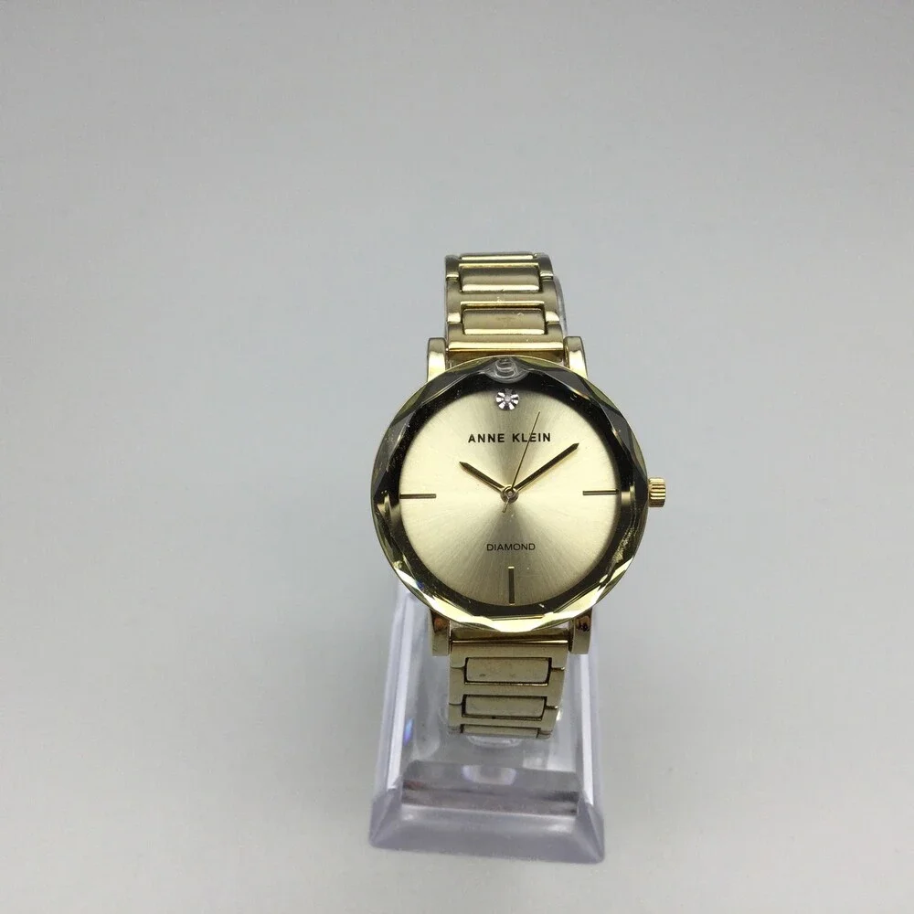 Anne Klein Diamond Accent Womens Watch 32mm Gold Tone AK/1328 New Battery 6.25